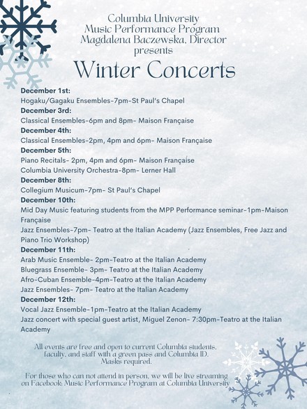 Picture of a flyer for All Winter Concerts of the MPP