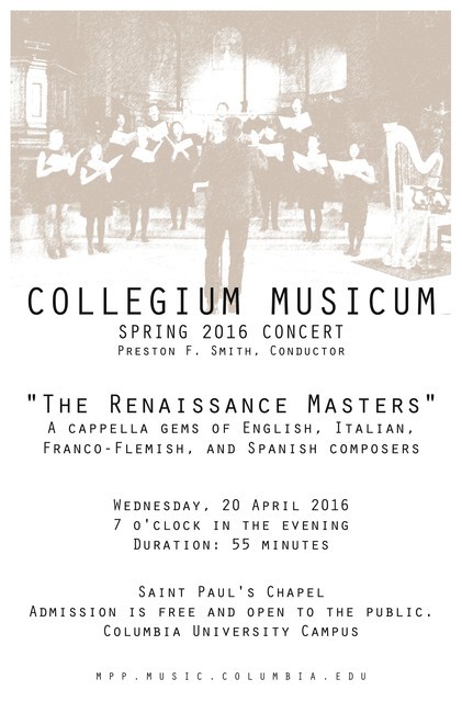 Picture of Collegium Musicum Spring 2016 Concert at St Paul's flyer