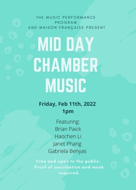 Picture of a flyer for Mid-Day Chamber Music @ Maison Francaise