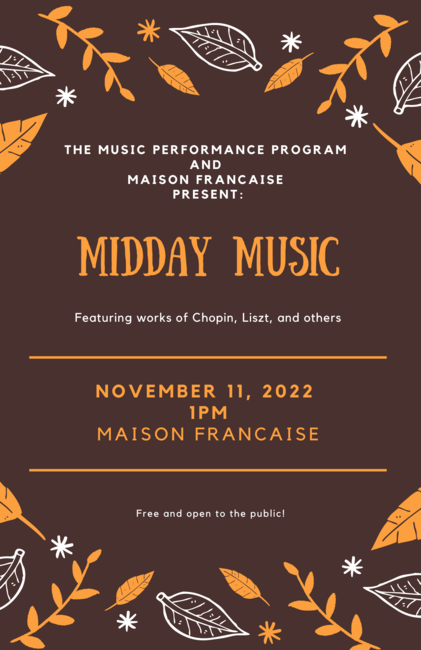 Picture of a flyer for Midday Music @ Maison Française