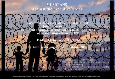 Picture of a flyer for Musicians Against the Executive Order @ Italian Academy