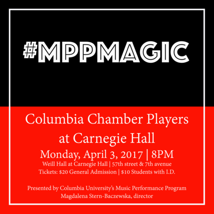 Picture of a flyer for Columbia Chamber Players at Weill Hall