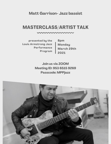 Picture of a flyer for Matt Garrison's Masterclass