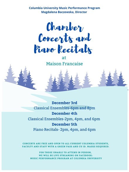 Picture of a flyer for Chamber and Piano @ Maison Française