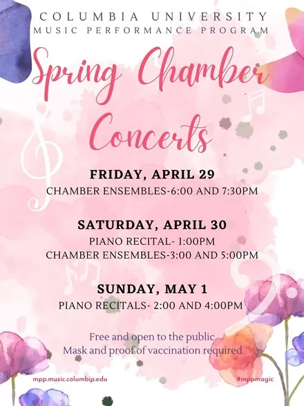 Picture of a flyer for Chamber Music Concerts and Piano Recitals