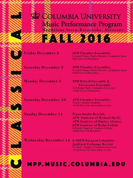 Picture of a flyer for Columbia University Music Program