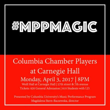 Picture of a flyer for Columbia Chamber Players at Weill Hall