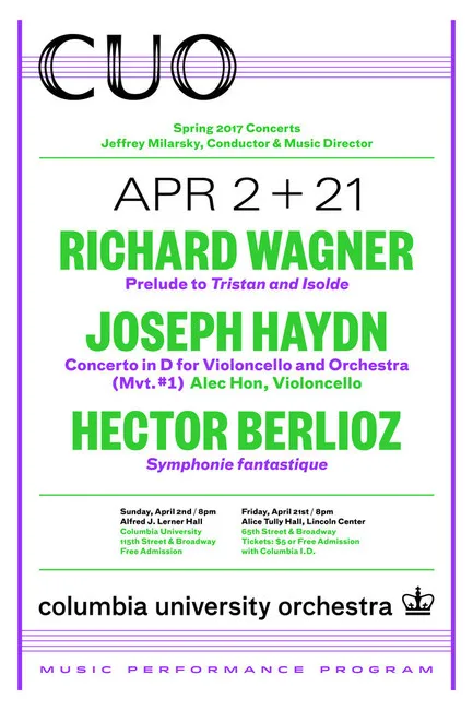 Picture of a flyer for Columbia University Orchestra @ Alice Tully Hall
