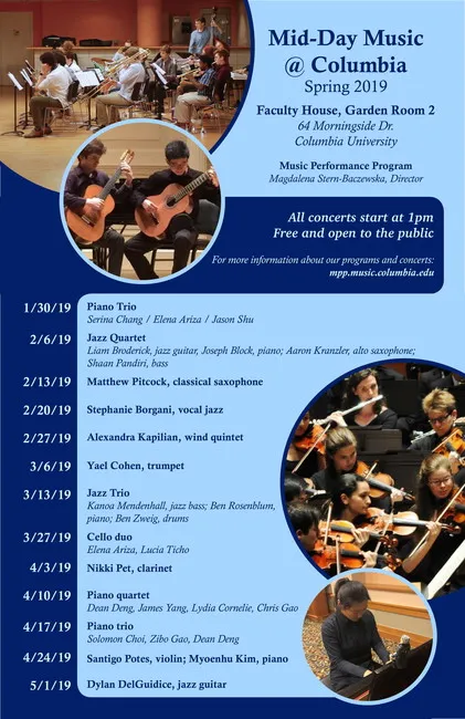 Picture of a flyer for MID-DAY MUSIC @ COLUMBIA