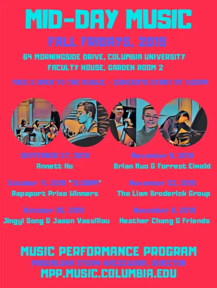Picture of a flyer for Mid-Day Music at Columbia 
