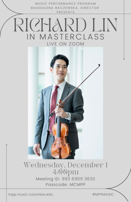 Richard Lin Masterclass Picture of a flyer for Richard Lin's Masterclass