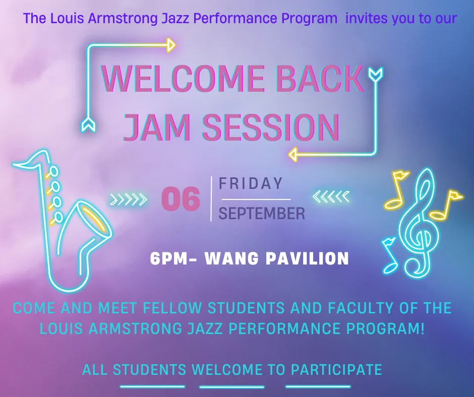 Flyer for Welcome Back Jam Session event on 9/6/2024
