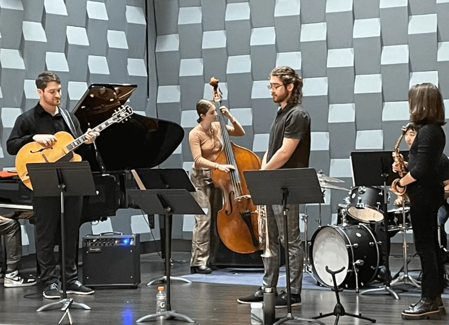 Jazz group performing in the Wang Pavilion. 